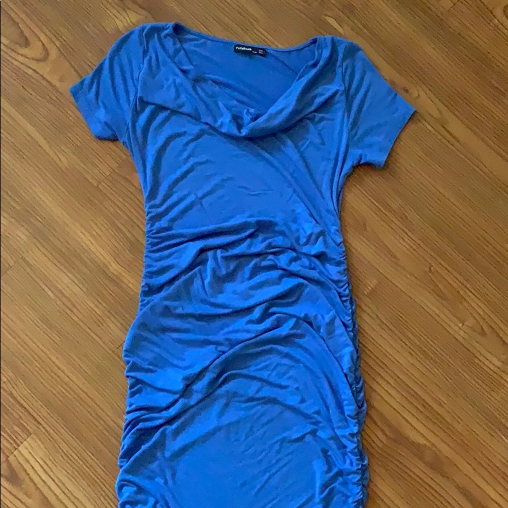 Blue fitted maternity dress
